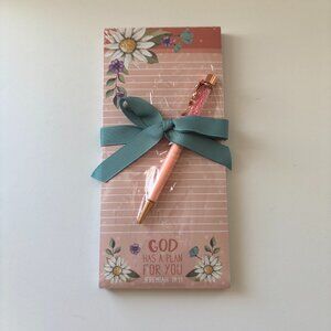 Jeremiah 29:11 Magnet Notepad with Pen Stationary Pink Floral